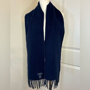 Polo by Ralph Lauren Dark Blue & Grey Wool Scarf Made in Italy